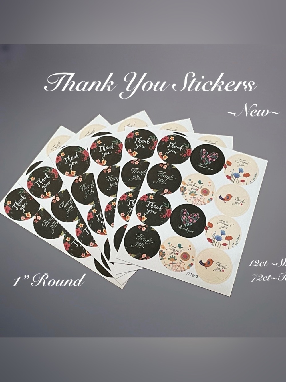 "Thank You" Stickers- 72ct round Boutique~ Self-Adhesive ~New~